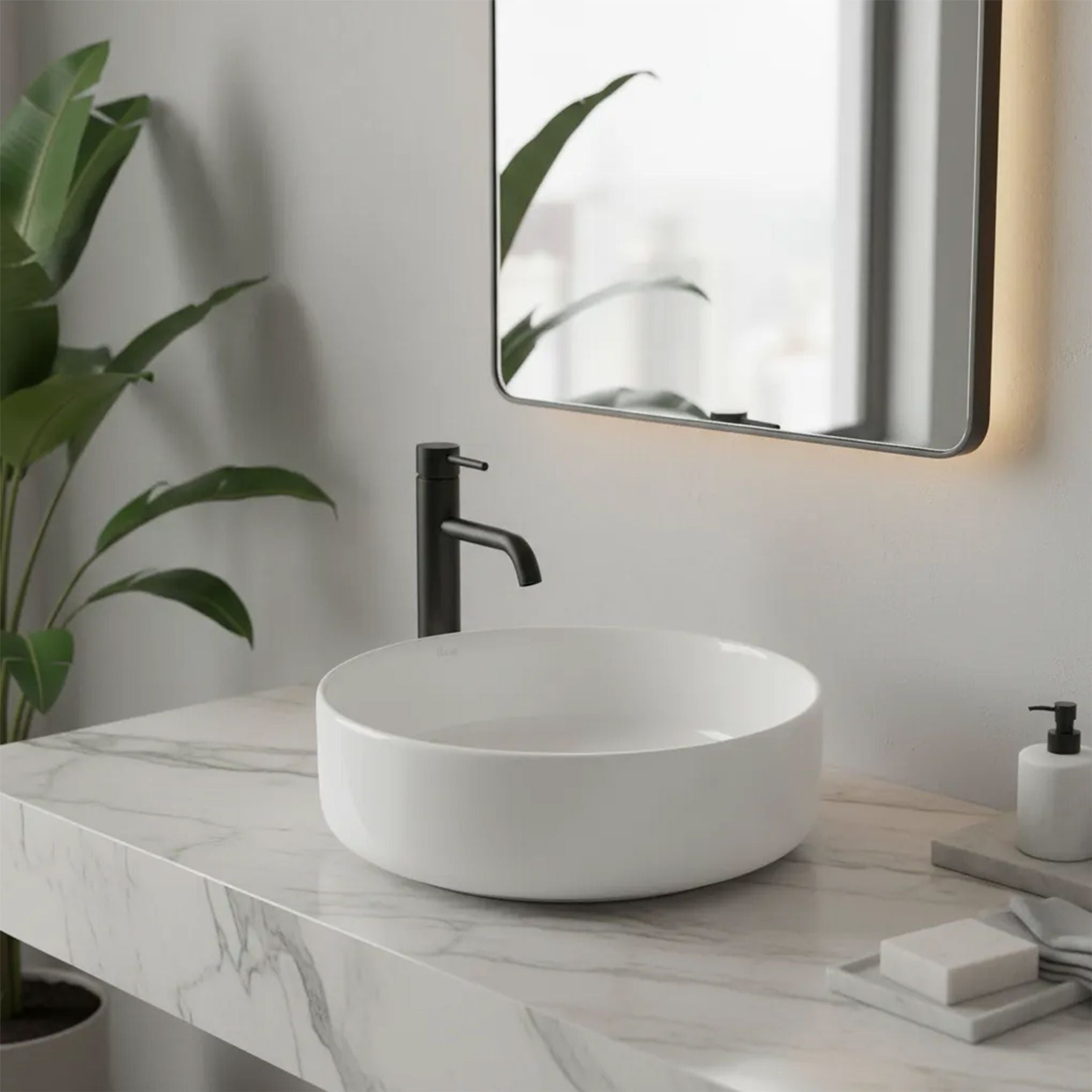 LAVATÓRIO DE APOIO REA SAMI WHITE 36X36X11,5CM - 7