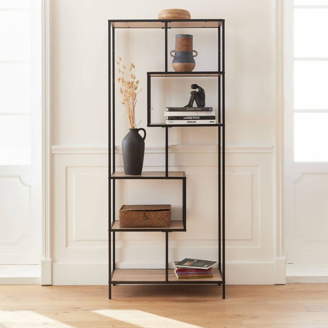 IRONCK Libreria da 2 m, con 6 ripiani, in legno con telaio in metallo, per ufficio industriale, ripiani aperti, per ufficio, soggiorno, camera da letto, cucina (marrone cammello nero IRONCK Libreria da 2 m, con 6 ripiani, in legno con telaio in metallo, per ufficio industriale, ripiani aperti, per ufficio, soggiorno, camera da letto, cucina (marrone cammello nero