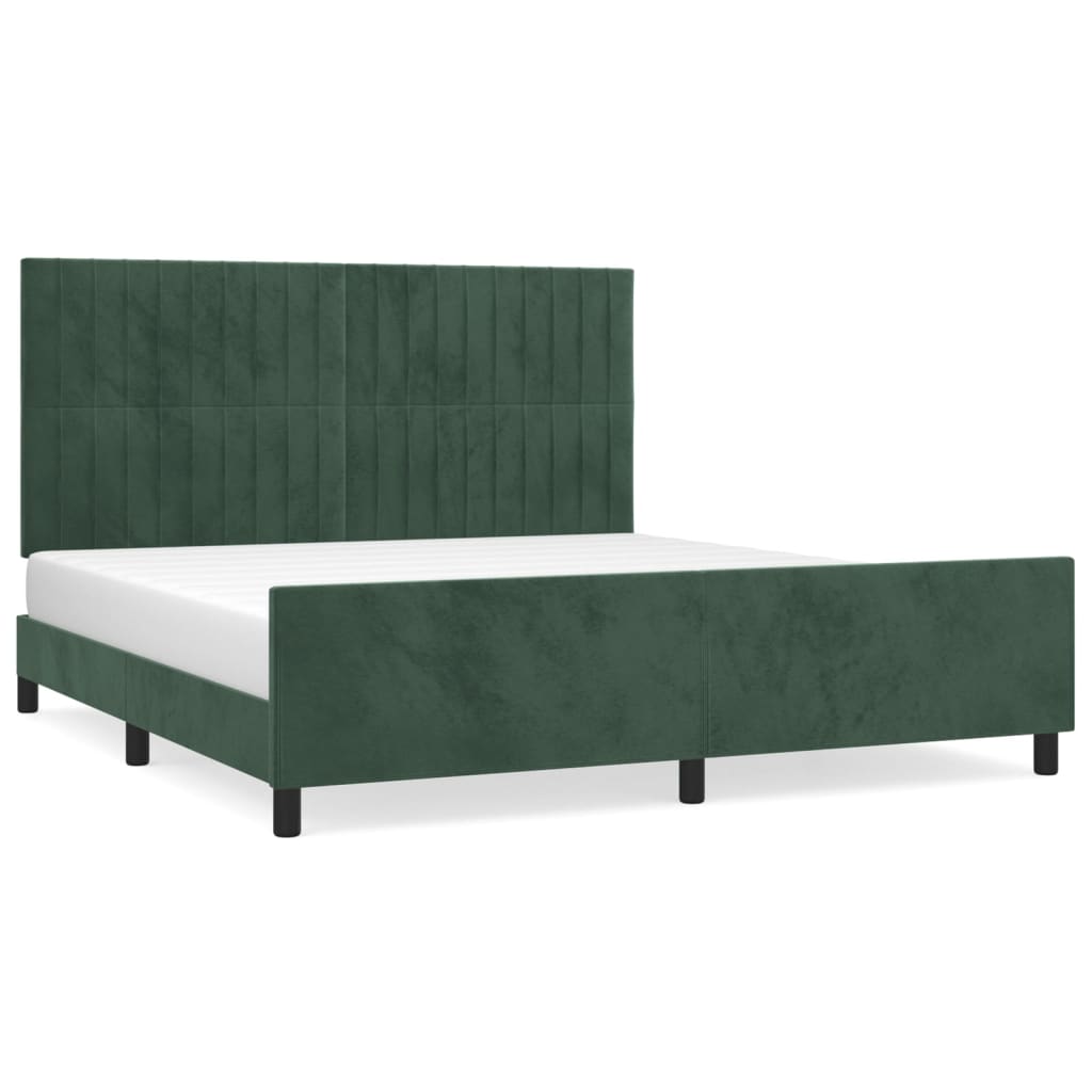 Cadre de lit sans matelas vert foncé 160 x 200 cm velours - 2