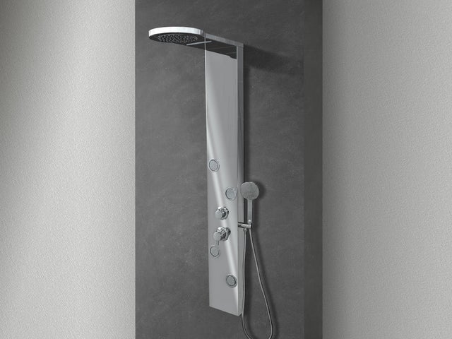 NALA - Colonne de douche hydromassage avec quatre fonctions en acier Inox brossé