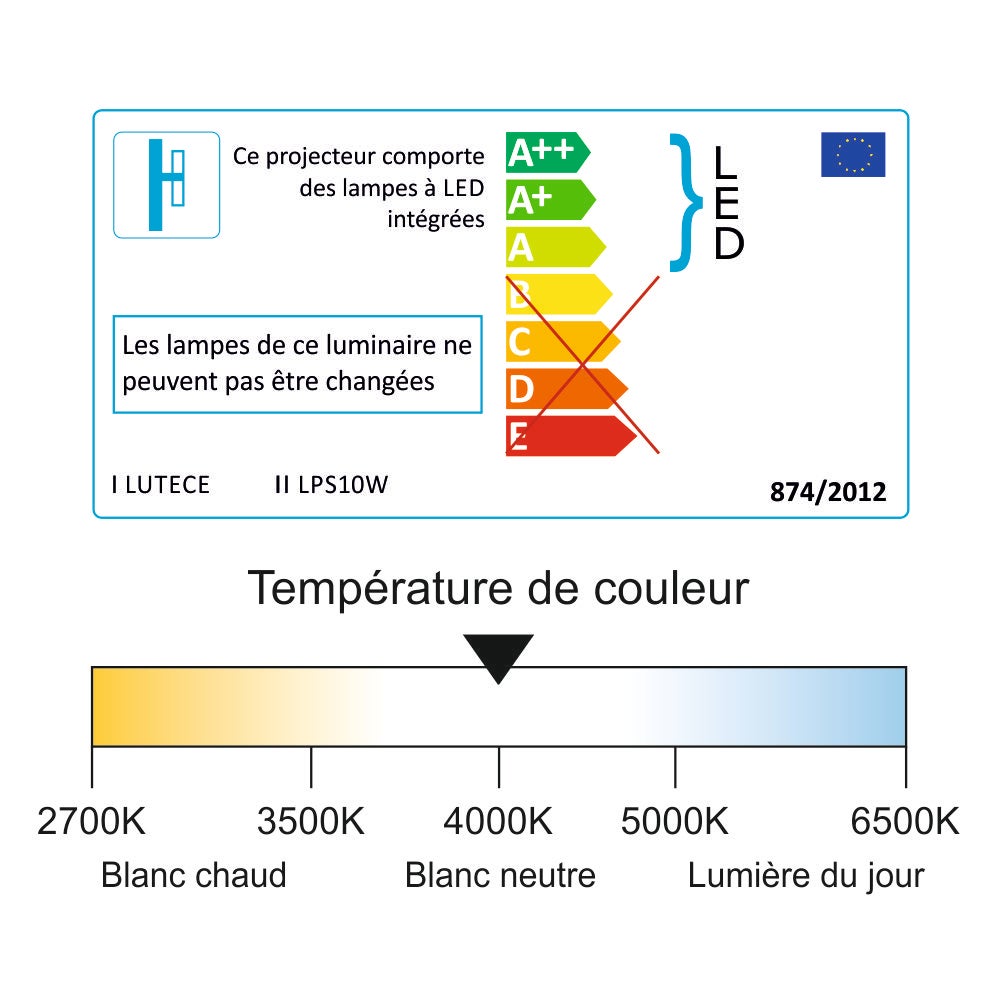 Lot de 5 projecteurs LED 10W 850 LM 4000K IP65 connexion en direct - garantie 5 ans - 4