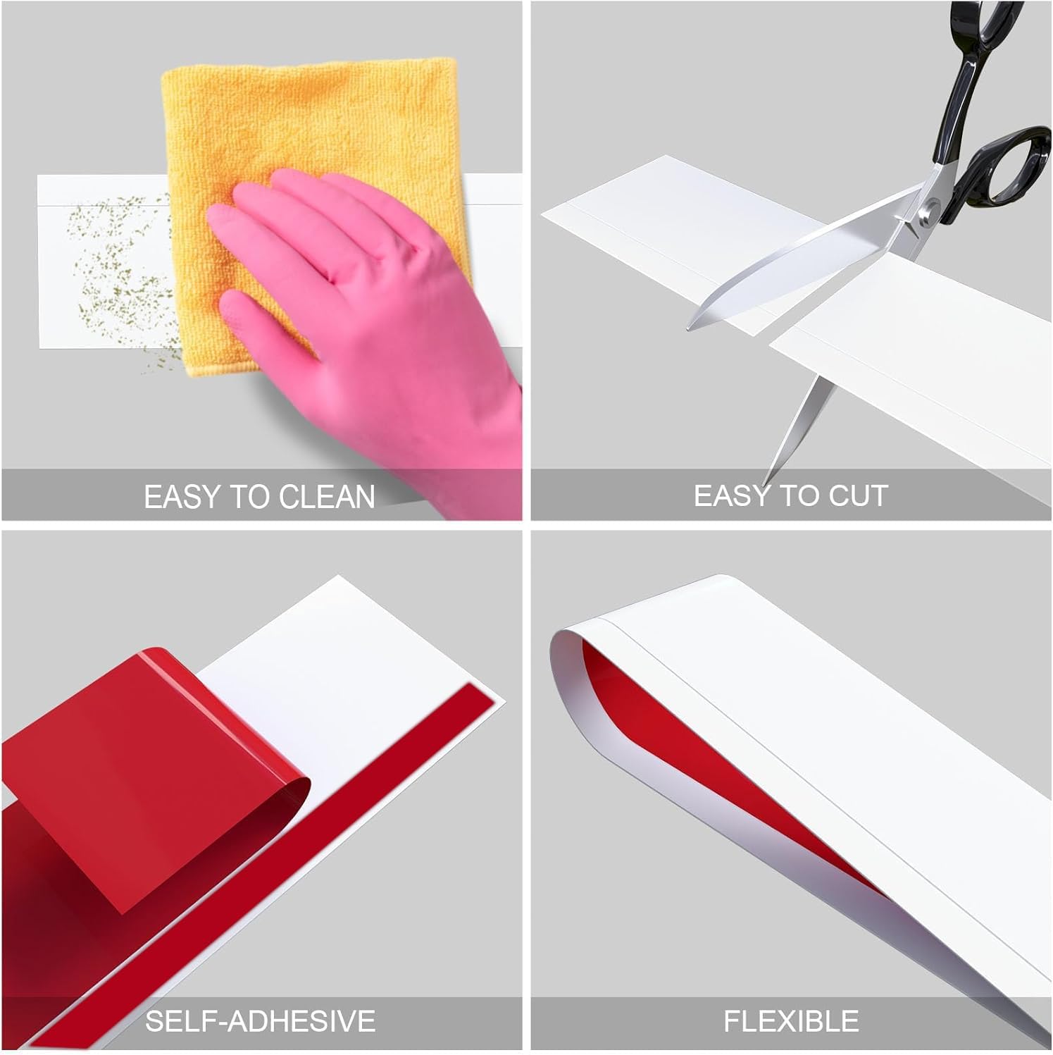 Plinthe murale flexible blanche PVC 60x20mm, autocollante, pliable, bande décorative sol 3m - 4