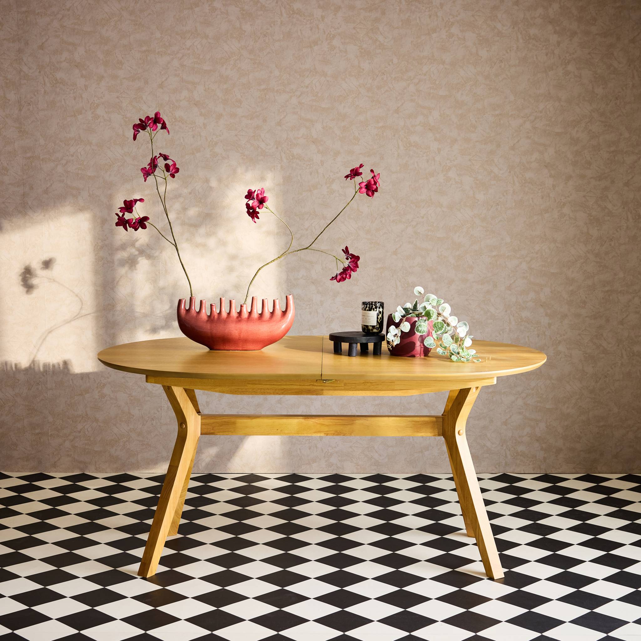 Table à manger oblongue extensible. 160-200cm 4-8 personnes MDF et placage chêne. couleur naturelle OLIVIA - 7