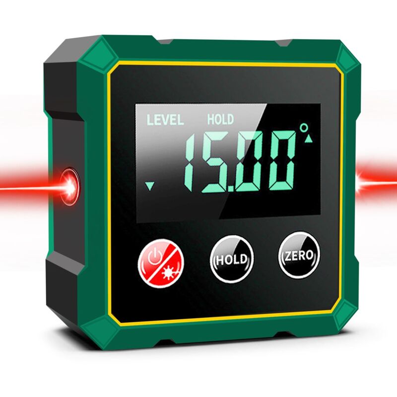 Cyfrowy inklinometr magnetyczny z elektronicznym laserem, ładowaną przez USB cyfrową poziomicą, mocną podstawą magnetyczną i podświetlanym ekranem LC