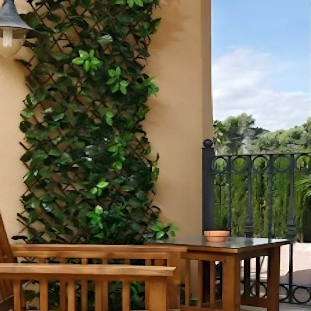 Traliccio Di Vimini Con Foglie| Composizione 100% Vimini| Foglie Edera Di PVC| Dimensioni 100X200CM| Tutor Di Piante| Decorazione - 7