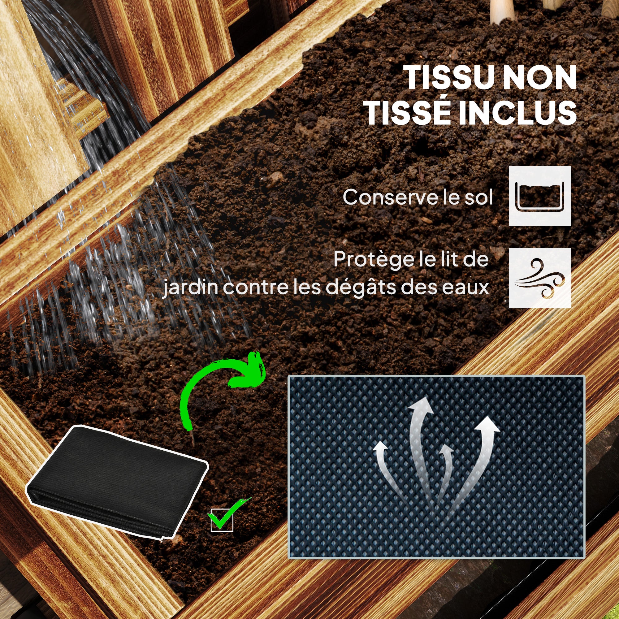 Jardinière murale en bois de sapin avec 3 bacs amovibles - 6