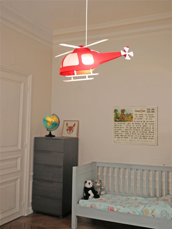 Lampe suspension enfant HÉLICOPTÈRE - R&M Coudert- rouge - 2