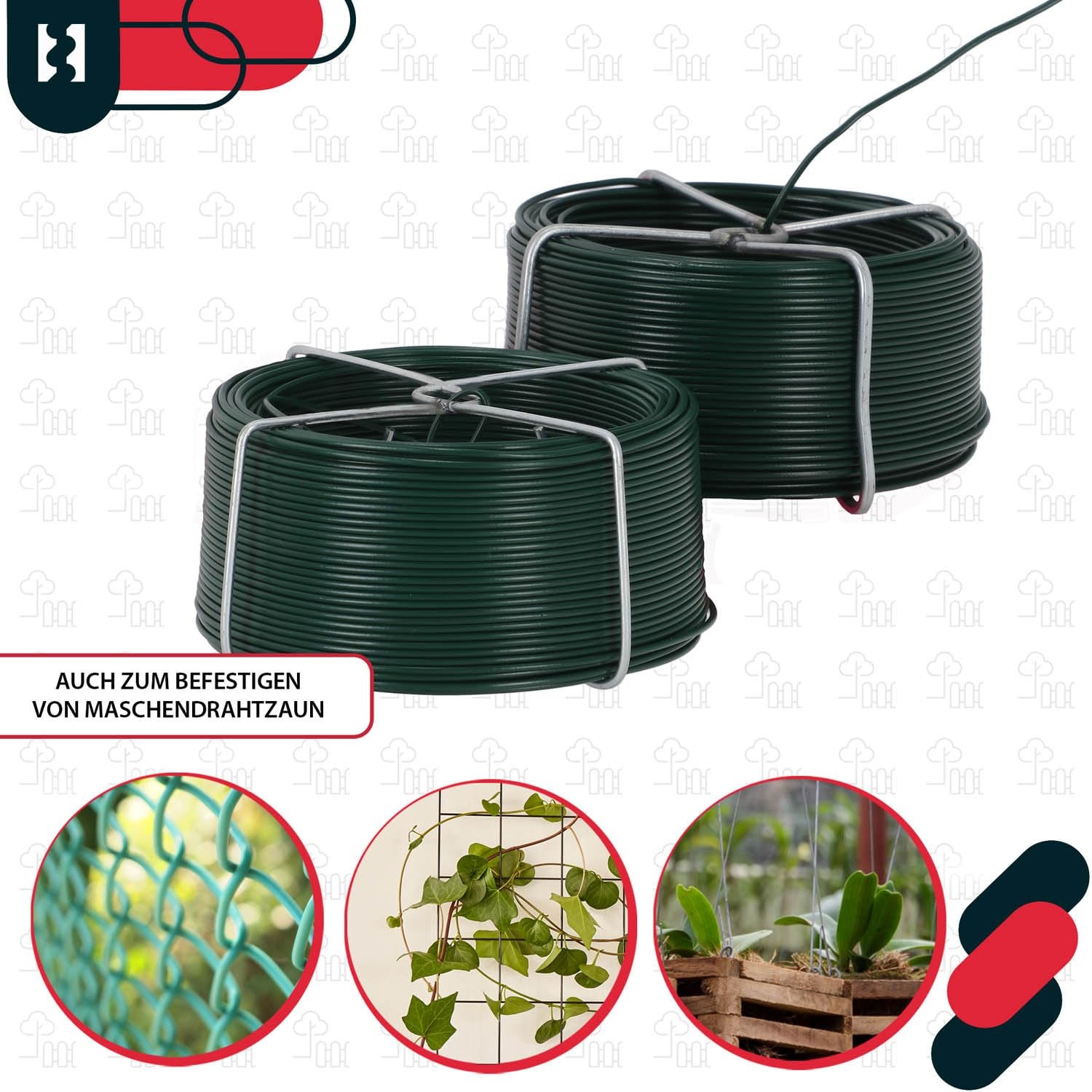 Fil de Jardin Galvanisé t gainé de PVC, diamètre 1,4 mm - 50 m - Fil de Serrage - Fil de Clôture - Pour Attacher des Plantes - KOTARBAU - 5
