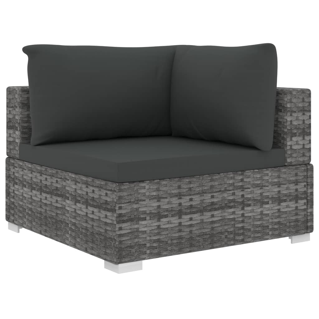 vidaXL Set Divani da Giardino 5 pz con Cuscini in Polyrattan Grigio - 4