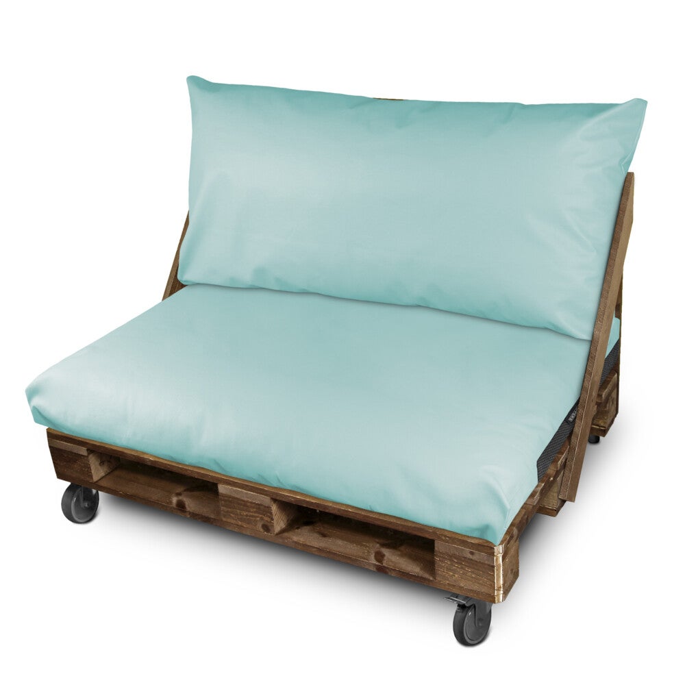 Cojín para palets polipiel exterior azul cielo funda respaldo esquina 65x45x25 sin relleno