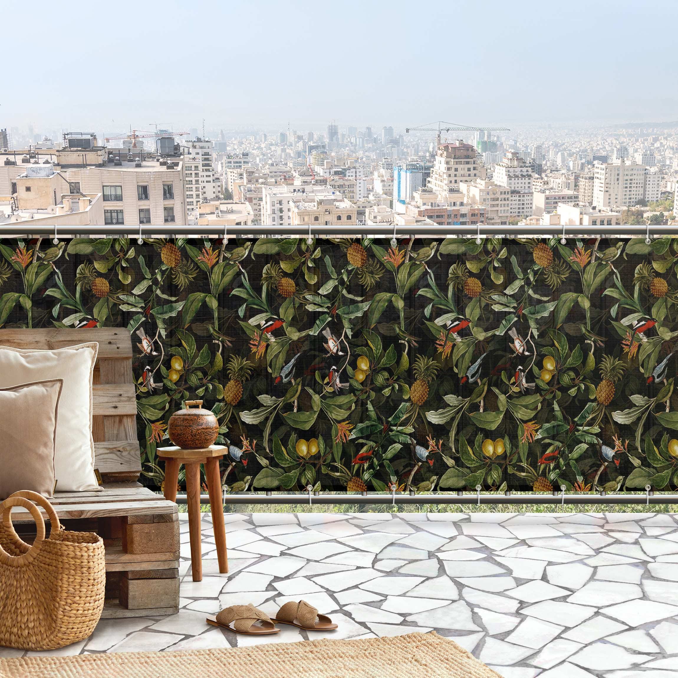Sticker porte, feuilles tropicales, entre les fleurs oranges, oiseaux du paradis, 204 cm X 83 cm Sticker porte, feuilles tropicales, entre les fleurs oranges, oiseaux du paradis, 204 cm X 83 cm