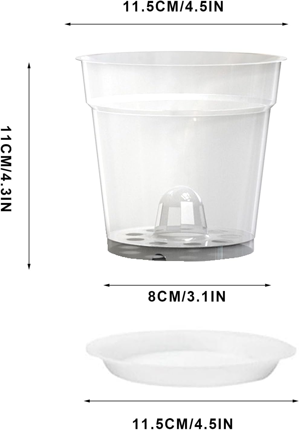 Acrux7 10 Vasi Per Orchidee 14 Cm Con Piattini - Trasparenti In Plastica Con Fori Drenaggio, Per Interni/Esterni