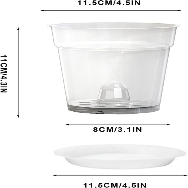 Acrux7 10 Vasi Per Orchidee 14 Cm Con Piattini - Trasparenti In Plastica Con Fori Drenaggio, Per Interni/Esterni