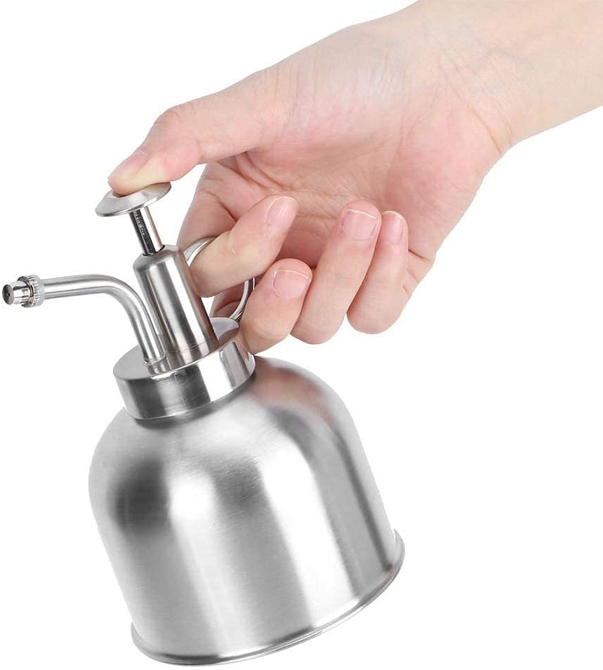 Rozpylacz do mgiełki wodnej - 15x8x8 cm, klasyczna metalowa konewka z pompką, odpowiednia do roślin domowych i zewnętrznych, kwiatów, orchidei