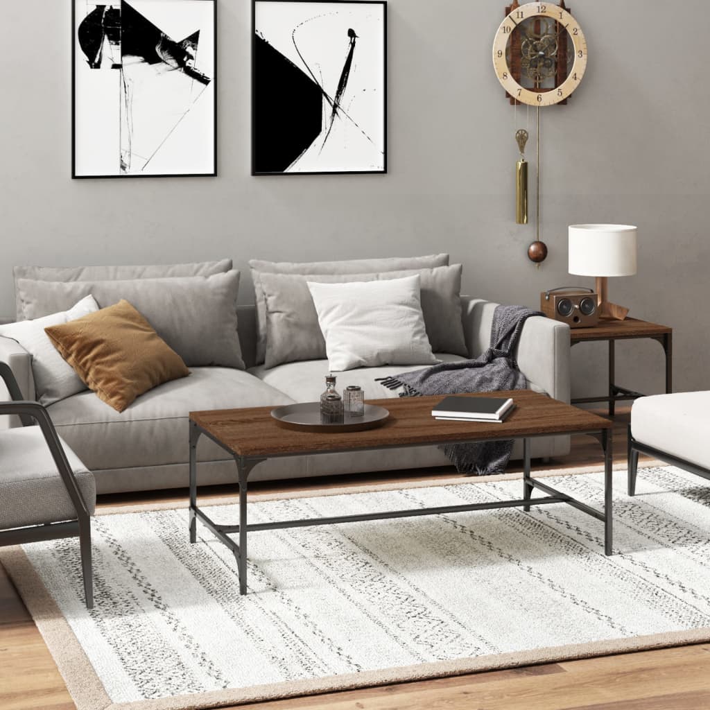 Stolik kawowy, brązowy dąb 100x50x35cm, materiał drewnopochodny vidaXL