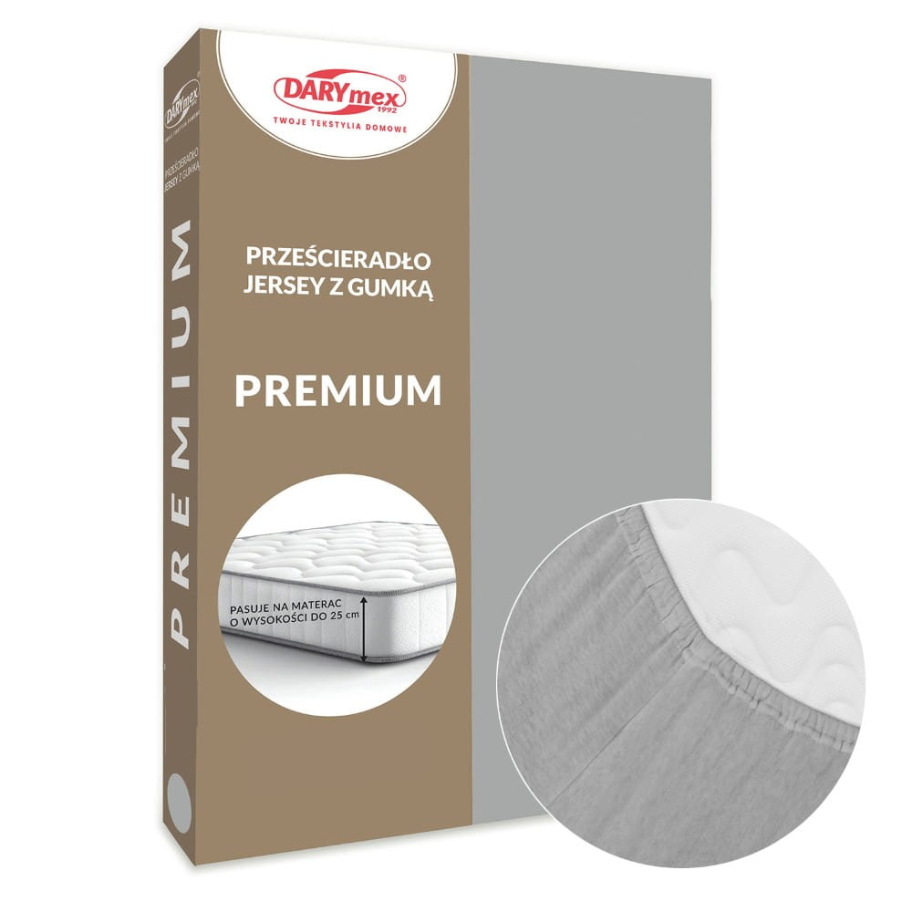 Prześcieradło jersey z gumką 160 x 200 kolor popiel PREMIUM - Darymex