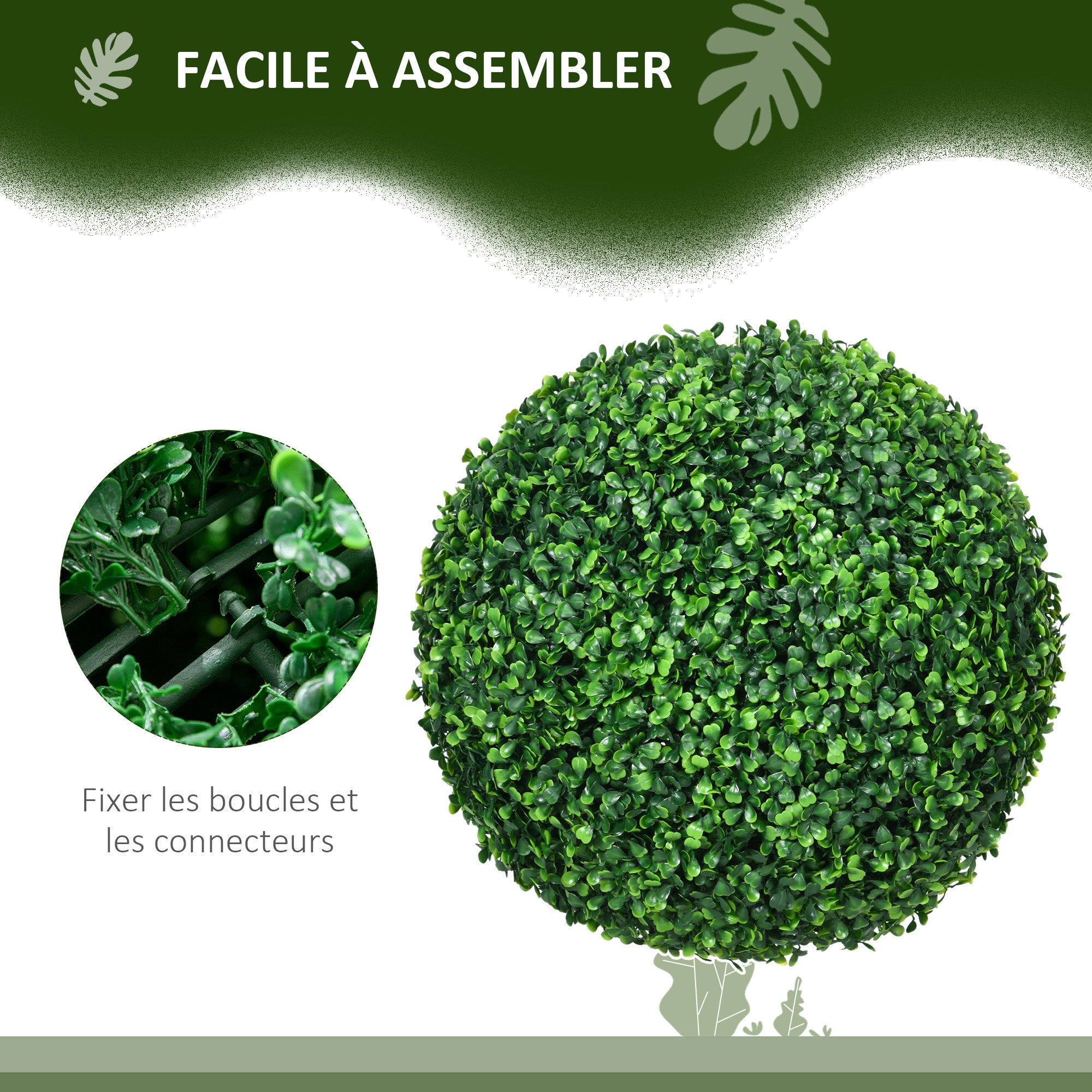 Lot de 2 boules de buis artificielles de 40 cm décoration pour intérieur ou extérieur vert - 7