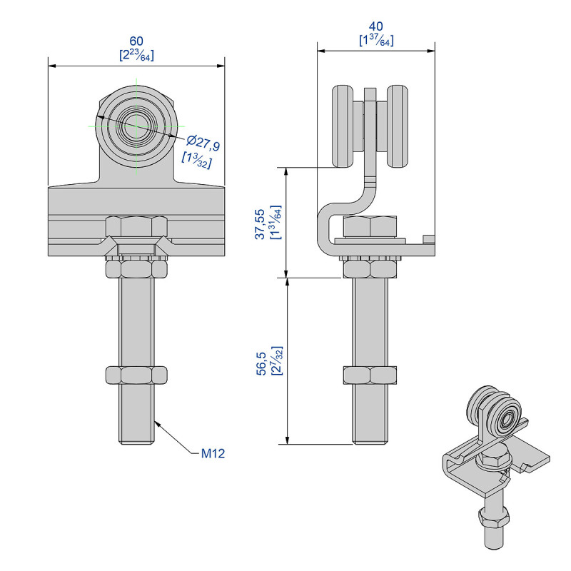 Lot de 2 montures en acier zingué pour SLID'UP 2000 - 140 kg - 3
