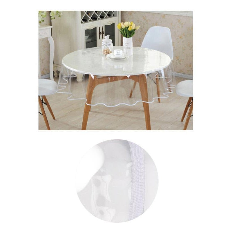 Nappe Ronde Transparente en PVC, Nappe en Plastique imperméable, Facile à Nettoyer, 60in R (152cm rond) - 7