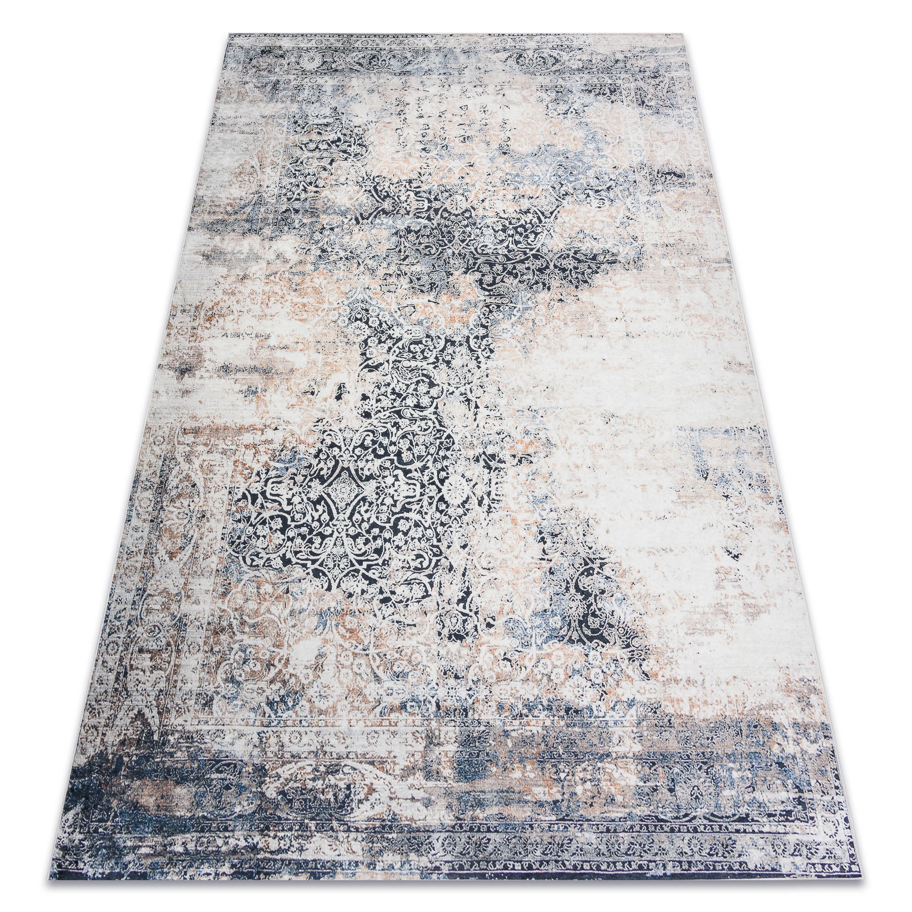 Dywan do prania ANDRE 1016 Ornament, vintage antypoślizgowy - beż 80x150 cm