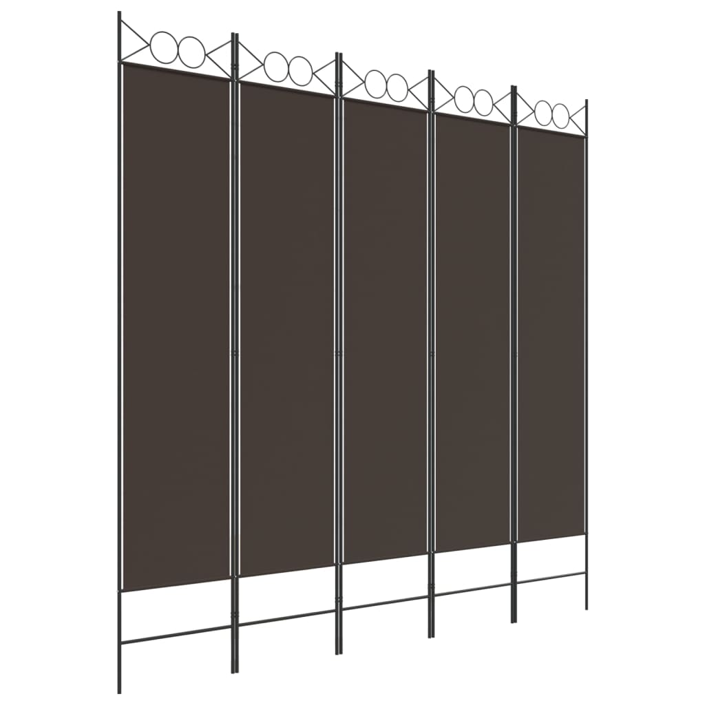 vidaXL Cloison de séparation 5 panneaux Marron 200x200 cm Tissu - 2