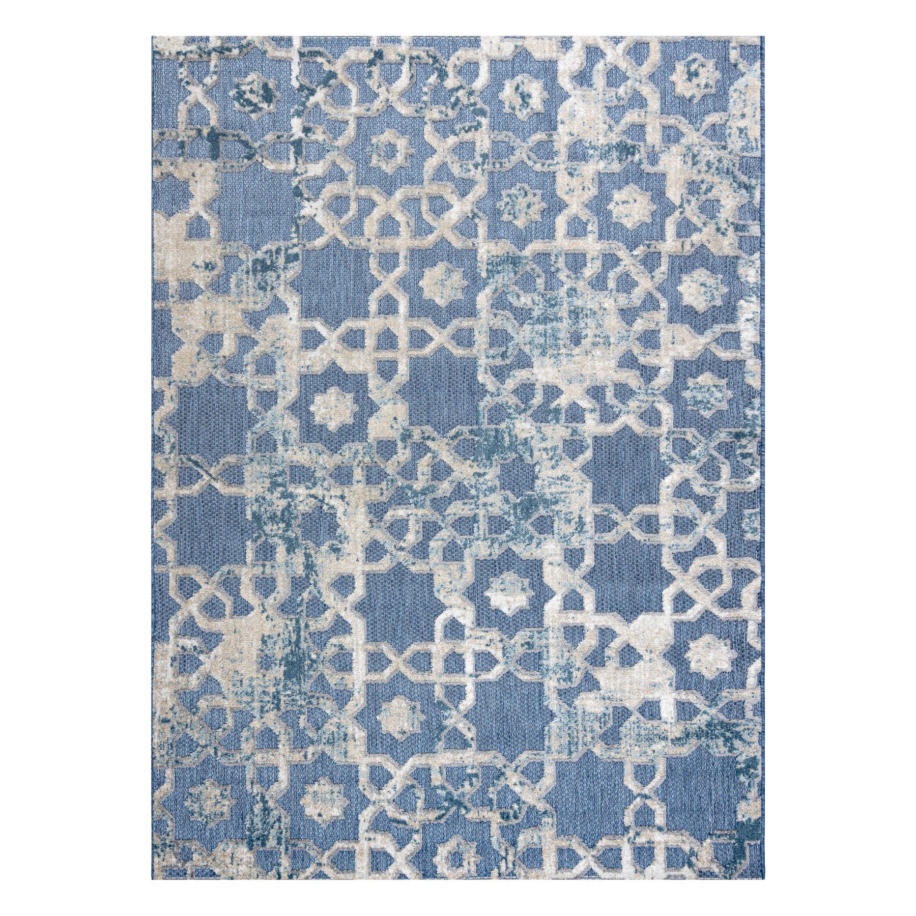 Dywan Strukturalny SOLE D3881 Ornament - płasko tkany niebieski / beż 140x190 cm - 2