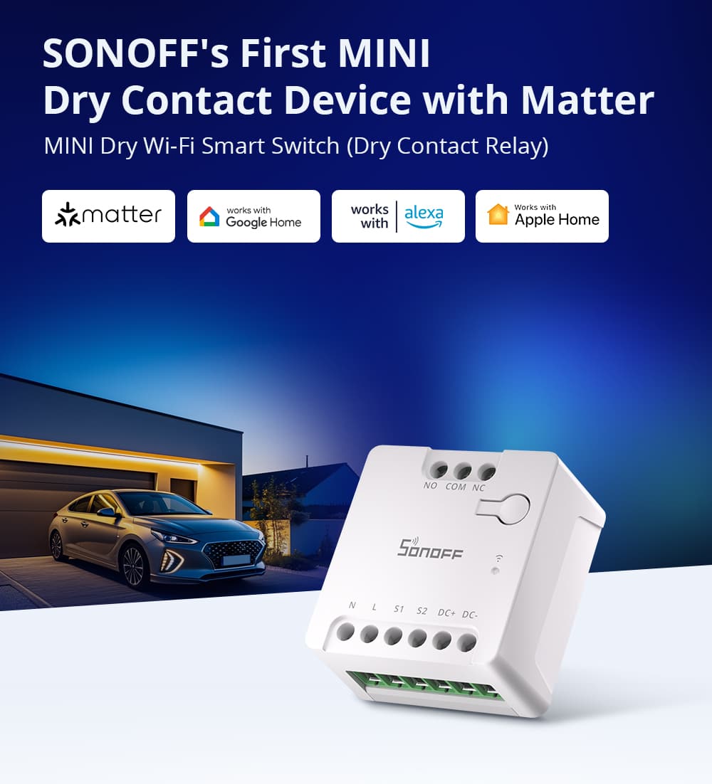 SONOFF MINI D dry Interruttore a Contatto Pulito Smart Wi-Fi Matter zigbee comando caldaia motori cancelli - 2