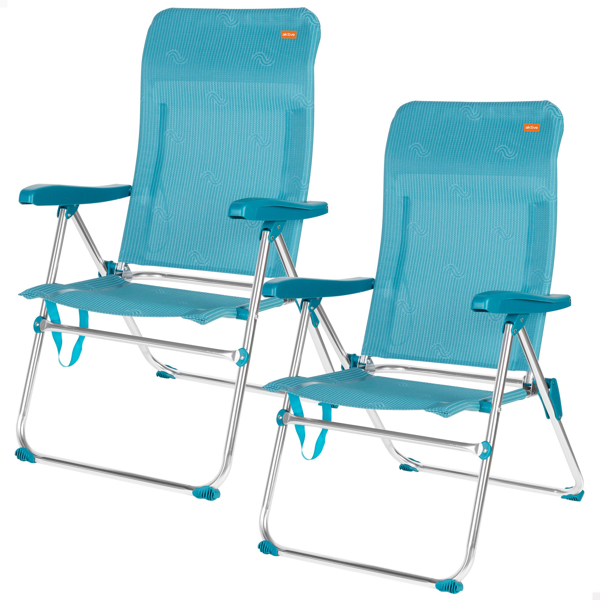 Pack 2 sillas playa altas multiposición 47x62x90 cm turquesa