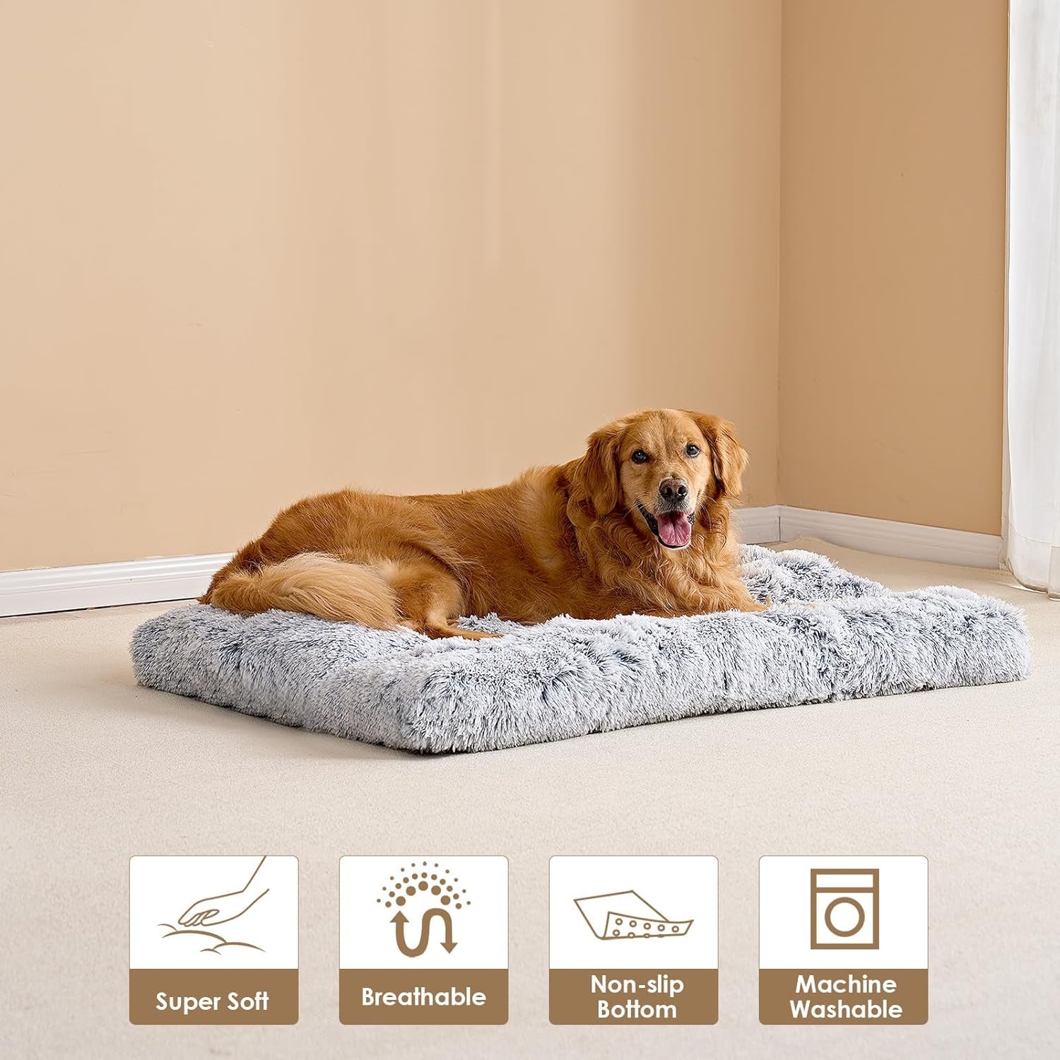 Panier Chien Grande Taille XXL 85x70cm, Moelleux Lit pour Chien Peluche, Gris Clair - 2