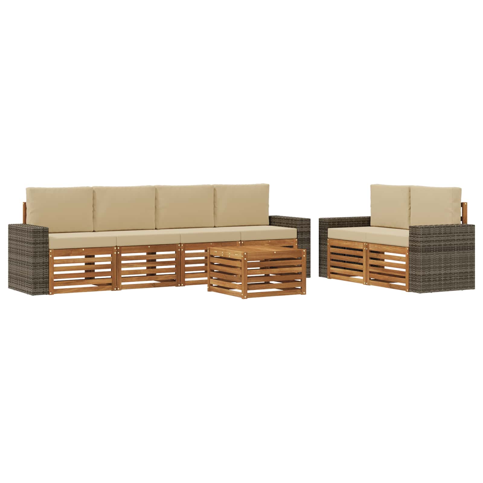 Ensemble de canapés d'extérieur 7 pc naturel et beige - 2