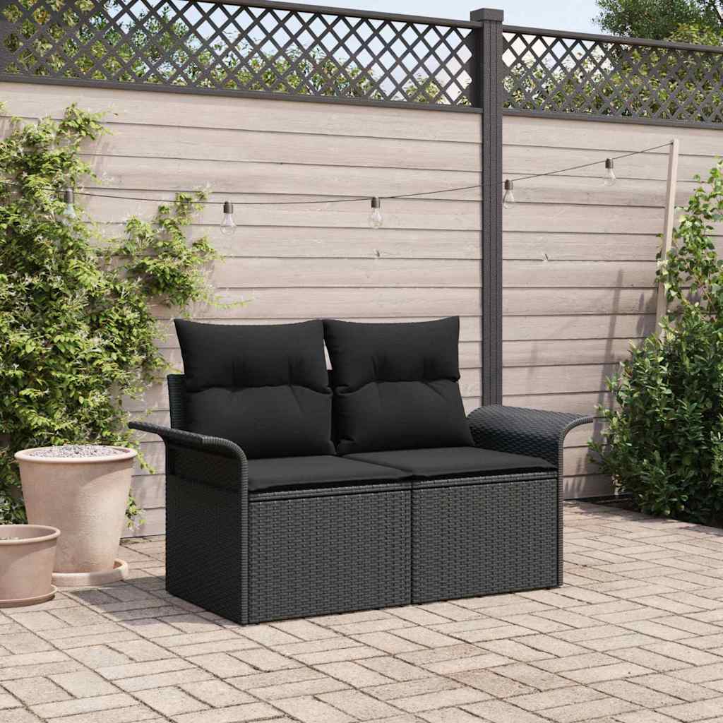 Sofa Ogrodowa z poduszką Czarny 141 x 62 x 69cm polirattan vidaXL