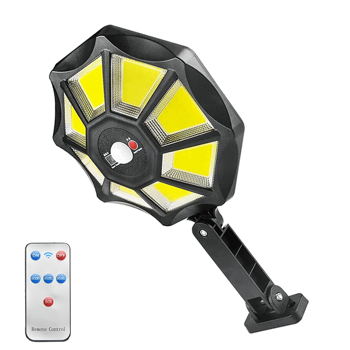 Solarne oświetlenie zewnętrzne, wodoodporna lampa solarna IP65 z czujnikiem ruchu i pilotem, solarna lampa ścienna 168COB