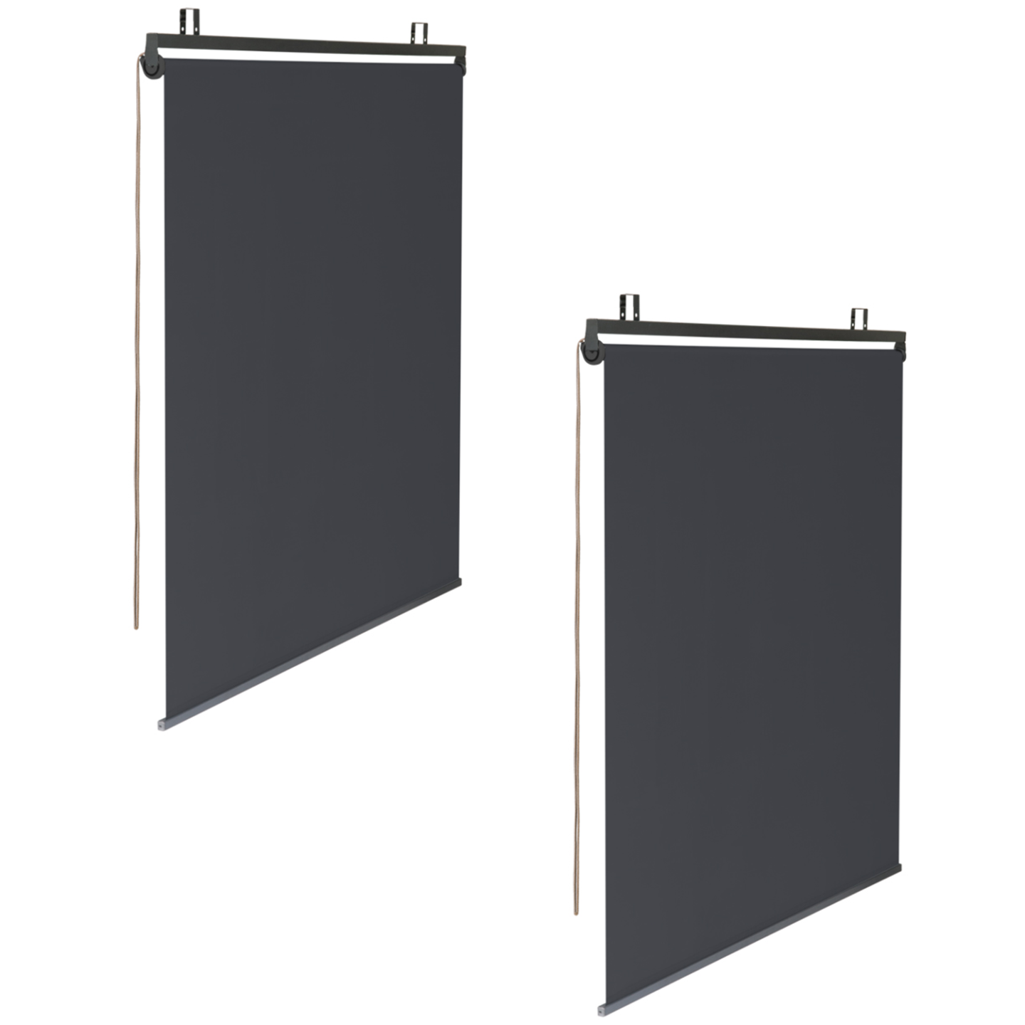 Lot de 2 stores enrouleurs L.124 x H. 225 CM pour pergola gris anthracite - 2