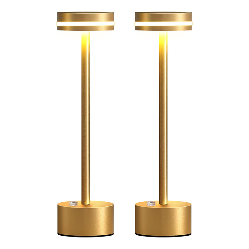 Lámpara de escritorio táctil de 2 piezas con 3 niveles de brillo, ideal para la oficina en casa, color dorado.