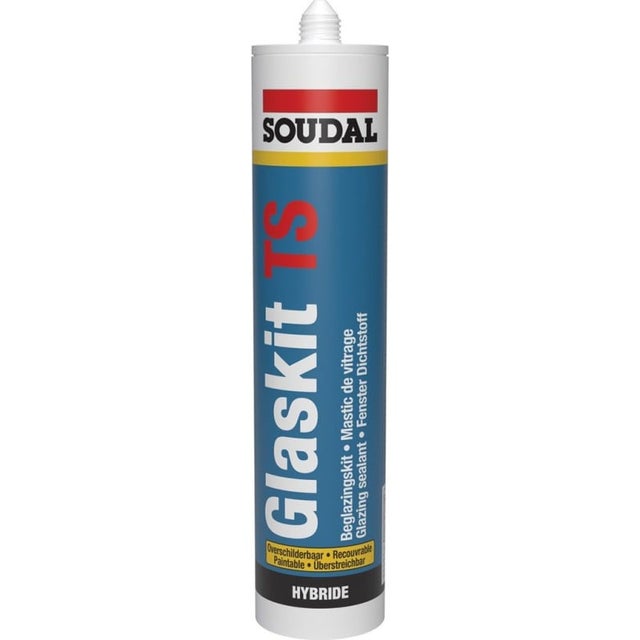 Glaskit TS - Mastic polymère hybride recouvrable - Soudal - Cartouche de 290 ml Blanc