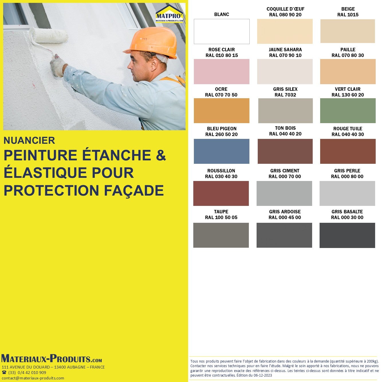 Peinture étanche & élastique pour protection façade Seau de 2,5 Kg Jaune Sahara RAL 070 90 10 - ETANC10 - MATPRO - 2