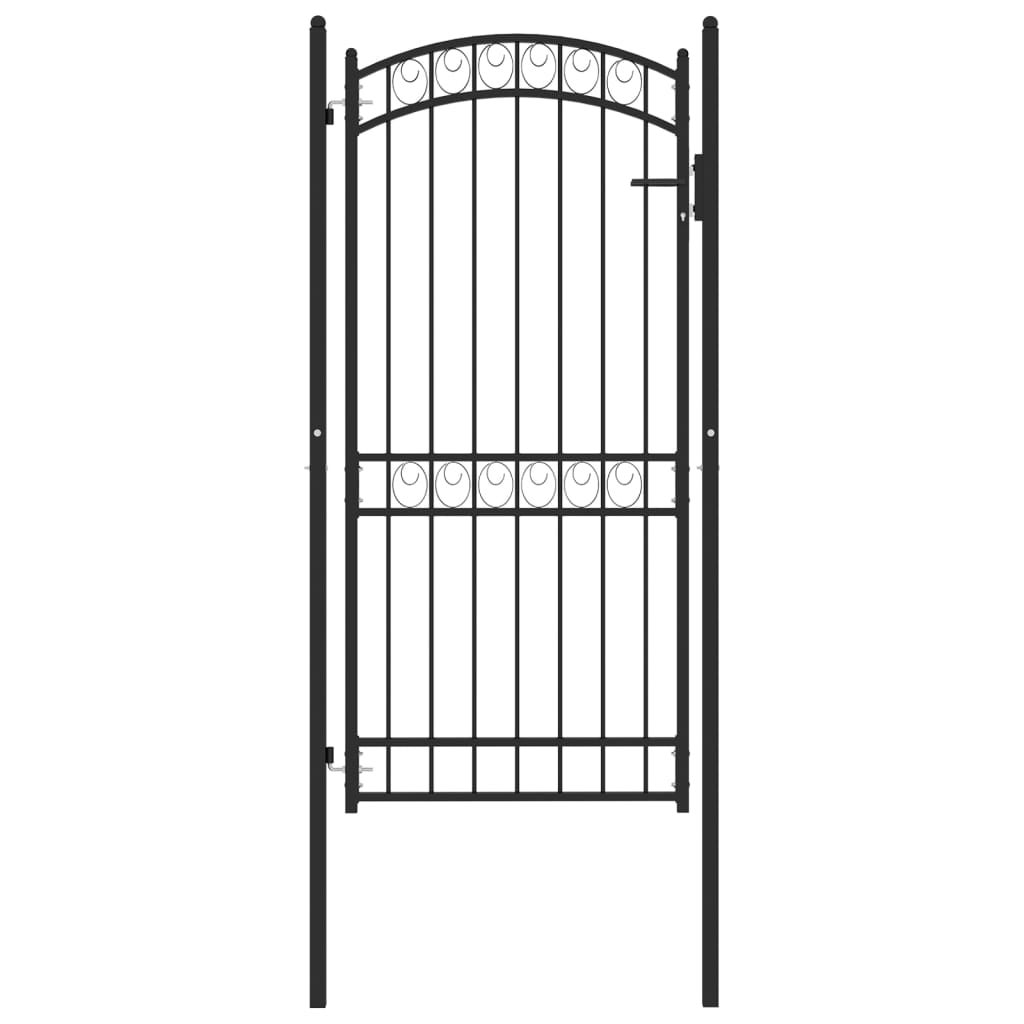 Puerta De Jardín De PVC Y Acero - 100x164 Cm, Color Gris Antracita, Con Postes Y Cerradura (Incluye 3 Llaves)