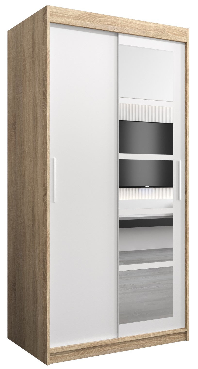 Szafa przesuwna garderoba ROMA 1 100 x 62 x 200 cm Sonoma + Biały - Abiks Meble
