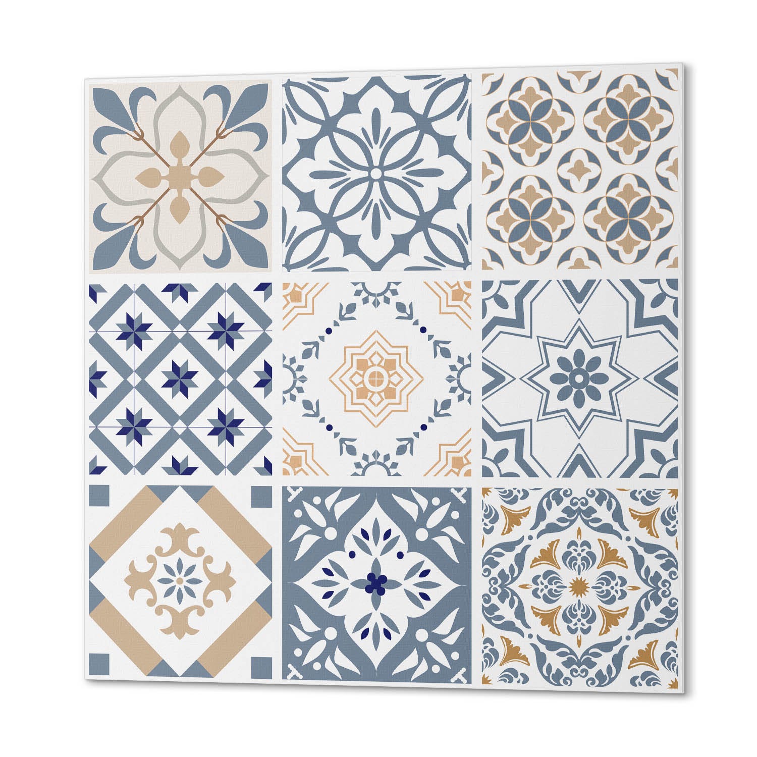 Crédence Adhésive Cuisine 20x20 Cm – Lot 20 Carreaux Géométriques Art Abstrait, Carrelage Autocollant Vinyle Imperméable Chaleur – 100% Fabriqué En France