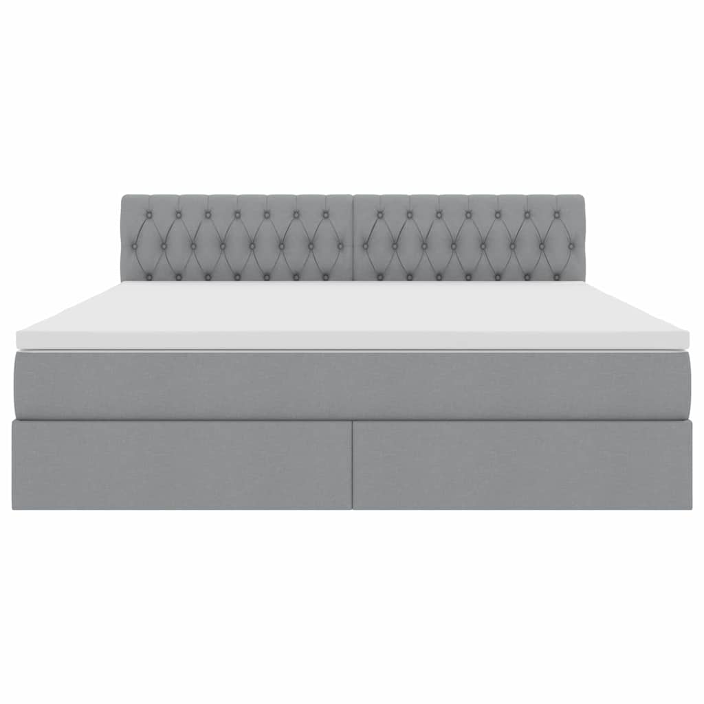 Lit avec rangement et matelas gris clair 180 x 200 cm en velours - 7