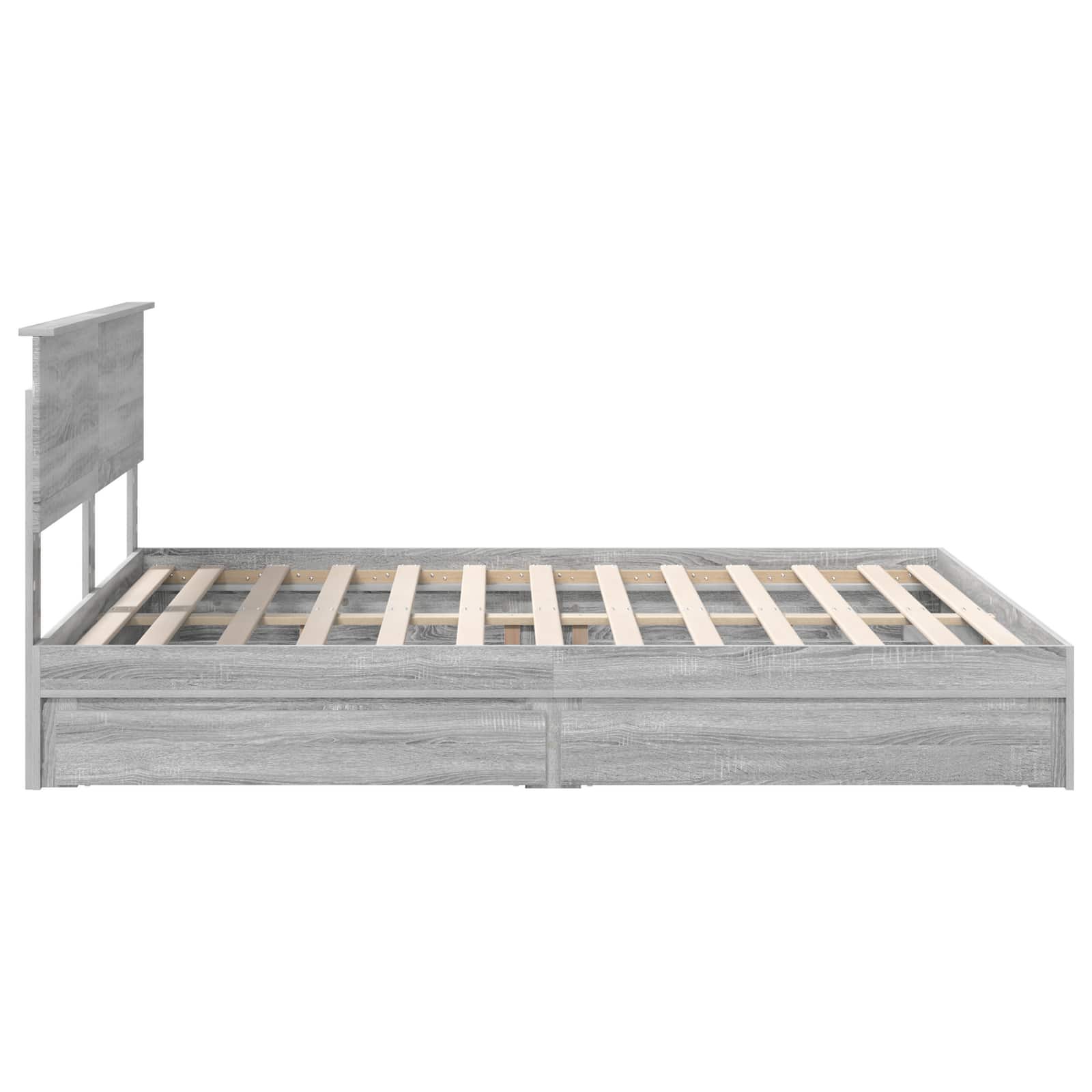 Lit avec rangement, panneau de bois, gris, pour la chambre, 160 × 200 cm - 9