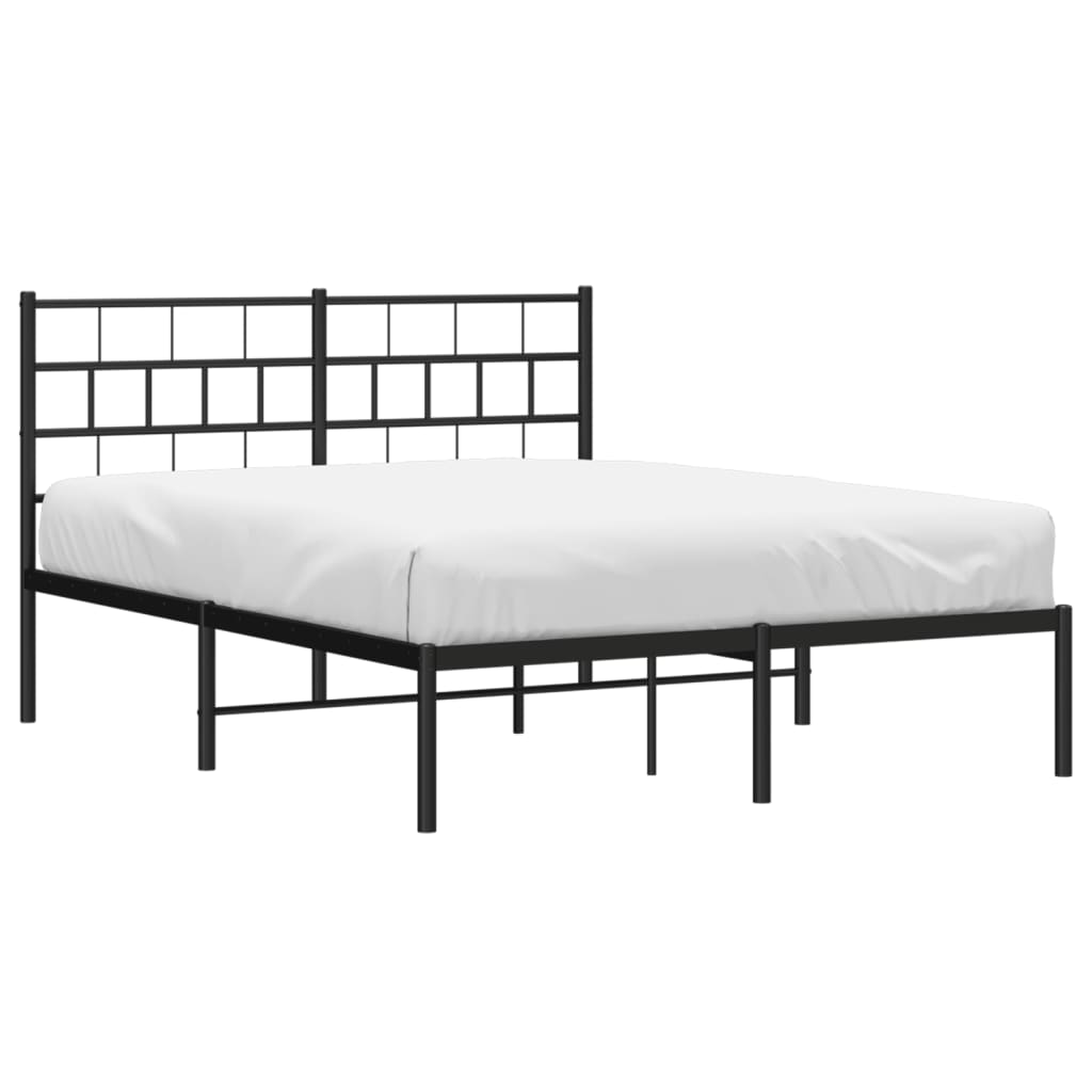Estructura cama sin colchón con cabecero metal negro 140x200 cm vidaXL - 4