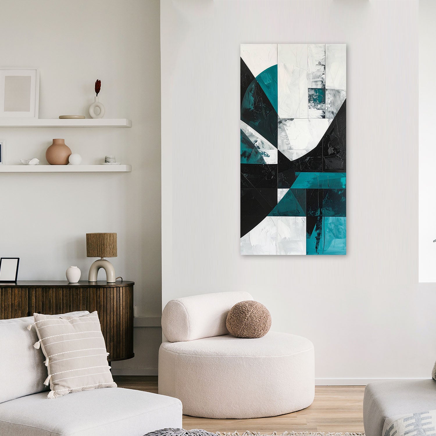Obraz do salonu biura kuchni, Geometryczna abstrakcja turkusowy 40x80 - 2