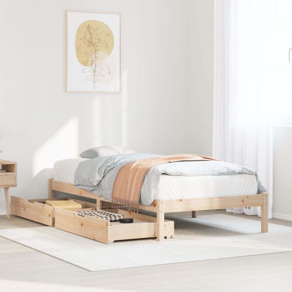 Cadre de lit Marron 90 x 190 cm Bois massif en pin | Leroy Merlin