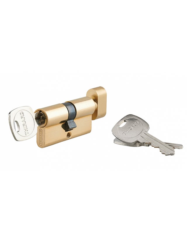 THIRARD - Cylindre de serrure à bouton 5G STD urgence, 30Bx30mm, laiton, 3 clés - THIRARD
