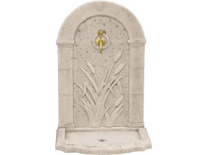 Fontaine Murale Poniente 37x32x77 Cm Béton Pierre - Extérieur Jardin Avec Robinet, Gris