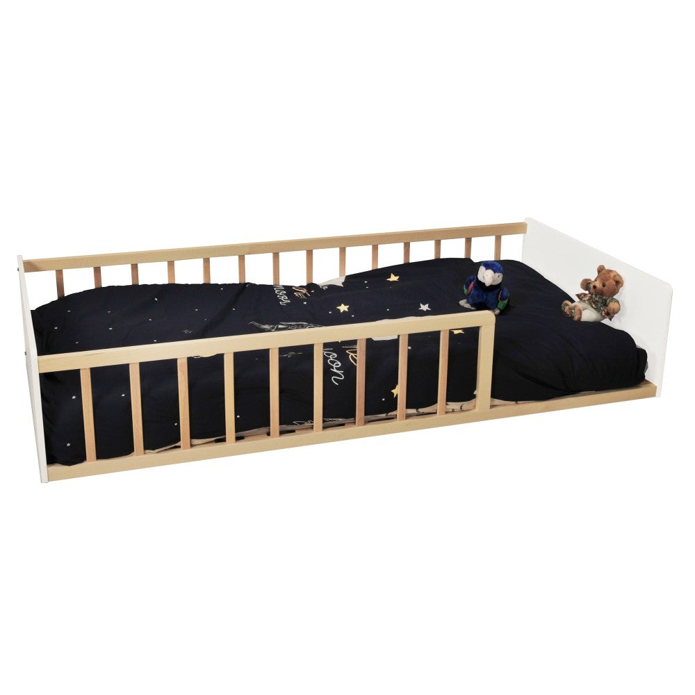 LIT 90x190 PILOU avec sommier / Blanc et naturel - 9