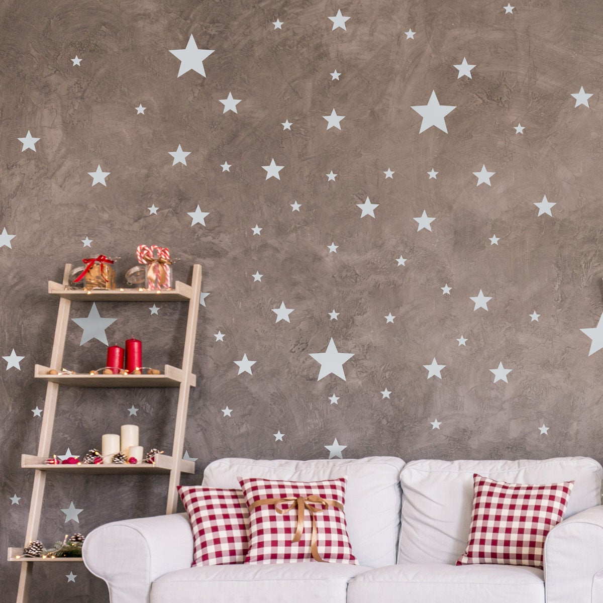 Vinilo paquete de 130 estrellas - adhesivo de pared - revestimiento sticker mural decorativo - 115x210cm