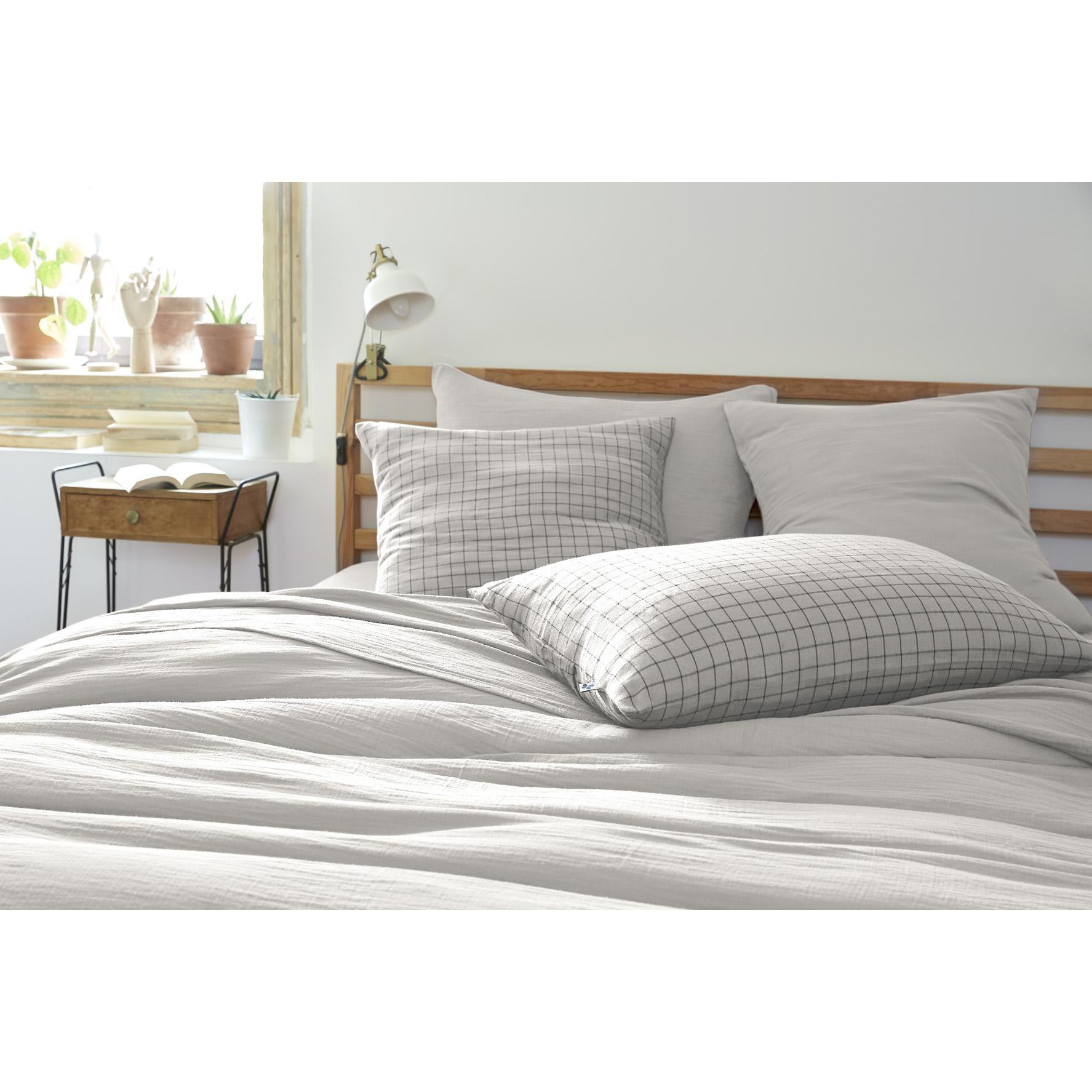 Taie d’oreiller 60 x 60 cm – Gaze de Coton Tissée – Gaïa Mix – Petits Carreaux Nuage - 2