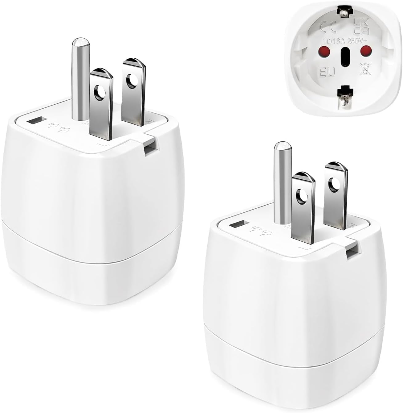 Adattatore Da Spina USA A Europea (Francia, Germania, Italia) - Set Da 3 Pezzi, Piccolo, Portatile, Con Protezione Bambini